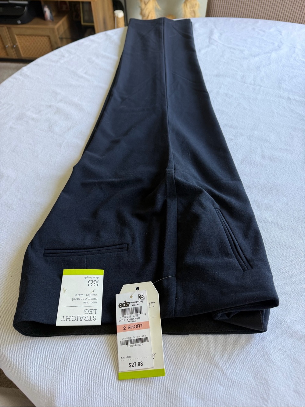 Straight leg mid rise  tummy control 2s style &co macy’s dark blue pants